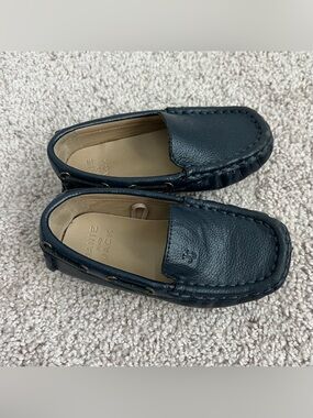 Janie and Jack navy Leather Slip-On Moccasin Loafers